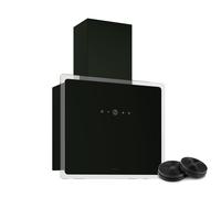 Klarstein AlizeEdge Wall-Mounted Cooker Hood - 60cm Flat Design, Touch Control, 487 m³/h Air Flow, A+ Energy Efficiency, Quiet 38 dB, LED Lighting, Black, Exhaust & Recirculation