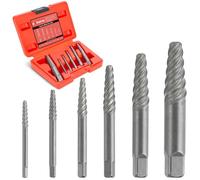 Extractor Spiral Screw CR-MO Easy Out Stripped Bolt & Broken Screw Remover Kit, Ez Out Reverse Drill Bit Extractor, Speed Out Fasteners, 6 Pieces (Red)