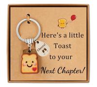 Extraible New Beginnings Gift, Cute Toast Keychain with Card 'Here's a little Toast to your Next Chapter!' - Unique Good Luck Gift for Friends, Colleagues, Coworkers, Teachers, Students