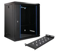Extralink Server Rack 19" 12U - Network Cabinet 400MM deep - incl. practical shelves - wall or floor mounting, load capacity 60 kg, 180° opening, black - for home networks & IT equipment