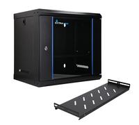Extralink Server Rack 19" 9U - Network Cabinet 400MM deep - incl. practical shelves - wall or floor mounting, load capacity 60 kg, 180° opening, black - for home networks & IT equipment
