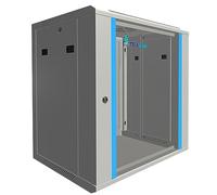 EXTRALINK Server Rack 19 inch 12U - Network cabinet 600x600 mm for wall mounting or floor mounting, 60 kg load capacity, hardened glass door, 180° door opening, grey