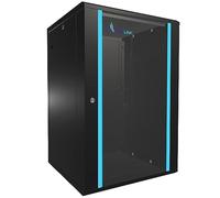 EXTRALINK Server Rack 19 inch 18U - Network cabinet 600x450 mm for wall mounting or floor mounting, 100 kg load capacity, hardened glass door, 180° door opening, black