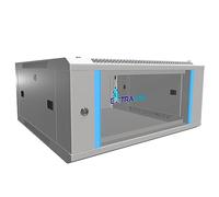 EXTRALINK Server Rack 19 inch 4U - Network cabinet 600x600 mm for wall mounting or floor mounting, 60 kg load capacity, hardened glass door, 180° door opening, grey