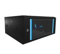 EXTRALINK Server Rack 19 inch 4U - Network cabinet 600x600 mm for wall mounting or floor mounting, 60 kg load capacity, hardened glass door, 180° door opening, black