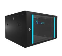 EXTRALINK Server Rack 19 inch 6U - Network cabinet 600x450 mm for wall mounting or floor mounting, 60 kg load capacity, hardened glass door, 180° door opening, black