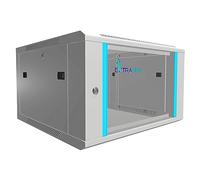 EXTRALINK Server Rack 19 inch 6U - Network cabinet 600x450 mm for wall mounting or floor mounting, 60 kg load capacity, hardened glass door, 180° door opening, grey