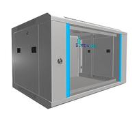 EXTRALINK Server Rack 19 inch 6U - Network cabinet 600x450 mm for wall mounting or floor mounting, 60 kg load capacity, hardened glass door, 180° door opening, grey