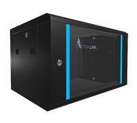 EXTRALINK Server Rack 19 inch 6U - Network cabinet 600x600 mm for wall mounting or floor mounting, 60 kg load capacity, hardened glass door, 180° door opening, black