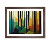 Extraordinary Abstract Forest Framed Wall Art Print A2 Walnut
