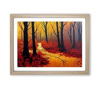 Extraordinary Autumn Forest Framed Wall Art Print A2 Oak