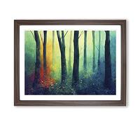 Extraordinary Colourful Forest Framed Print | A3 Walnut Framed Wall Art | Ready to Hang | Modern Landscape Picture | Living Room Bedroom Lounge Office