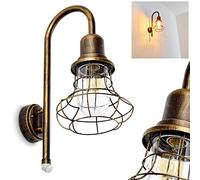 Extraordinary outdoor wall light BORKAN made of metal in brown/gold, wall spot for the facade with wire mesh, wall spotlight E27-socket, outdoor wall light with motion detector, without bulbs