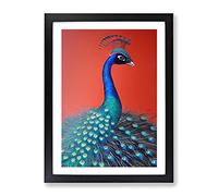 Extraordinary Peacock Framed Print | A2 Black Framed Wall Art | Ready to Hang | Modern Animal Picture | Living Room Bedroom Lounge Office