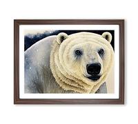 Extraordinary Polar Bear BLK Framed Print | A4 Walnut Framed Wall Art | Ready to Hang | Modern Animal Picture | Living Room Bedroom Lounge Office