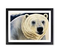 Extraordinary Polar Bear BLK Framed Wall Art Print A2 Black