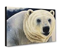 Extraordinary Polar Bear Canvas Print | Gallery Wrapped 30mm Frame Wall Art | 30x20 inches | Ready to Hang | Contemporary Animals Picture | Living Room Bedroom Lounge Office