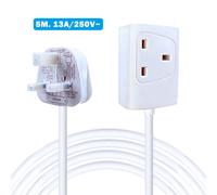 ExtraStar 1 Way 13A Extension Leads with Cable 3G1.25, 5M, White ExtraStar White