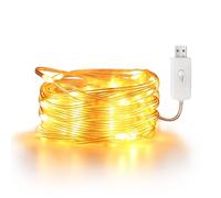 EXTRASTAR 100 LEDs PVC String Light, IP65 10M Warm White Fairy Light 8 Modes USB Powered, Indoor and Outdoor Use for Camping Tent Wedding and Christmas,1 Pack