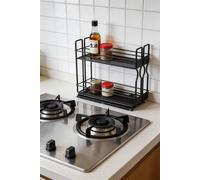 ExtraStar 2-Tier Pull-Out Spice Rack Organizer with Smooth Slide in Black ExtraStar Black
