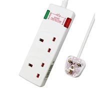 ExtraStar 2 Way Double Socket Power Mains Extension Lead 1.8M Metre Cable - Surge Protected British Approved 13A - White