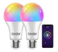 Extrastar, 2 x Smart LED Lights E27 WLAN 10 W 1000 lm Hot / Cold 16 million Colours Compatible with Alexa, Google Home and Timing