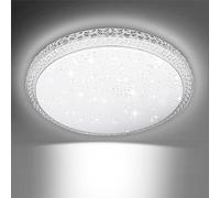 EXTRASTAR 24W LED Ceiling Light, 3000LM, 390mm Round Glazed Star Decorative Ceiling lamp with 3 Colour Temperatures (Cool/Warm/Natural), Wall Switch Control, for Living Room, Bedroom, Hallway