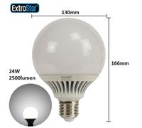 ExtraStar 24W LED G130 Ball Bulb, E27 Daylight 6500K in White ExtraStar White