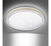 ExtraStar 24W LED Round Flush Ceiling Light Cold White 6500K, 2500 Lumen, Gold Edged ExtraStar White