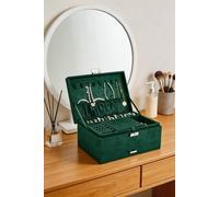 ExtraStar 3-Tier Velvet Jewellery Box with Lock in Dark Green ExtraStar Green