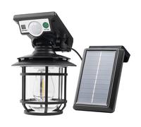 ExtraStar 3W LED Solar Sensor Cylinder Wall Lantern Light (Portable Solar Panel) in Black ExtraStar Black