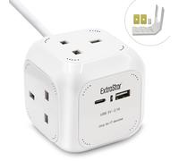 ExtraStar 4 Gang Cube Extension Lead with USB & Type C Port 1.5M Cable in White ExtraStar White