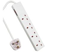 ExtraStar 4 Gang Indicator Side Switched Extension Lead 1M 13A in White ExtraStar White