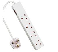ExtraStar 4 Gang Indicator Side Switched Extension Lead 2M, 13A in White ExtraStar White