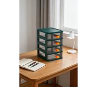 ExtraStar 4-Tier Transparent Drawer Storage Box for Cosmetics & Stationery in Green ExtraStar Green