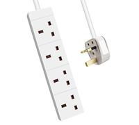 ExtraStar 4 Way Extension Lead, 13A Fused UK Plug Extension Socket, 10M Extension Cable Power Strip - White