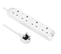EXTRASTAR 4 Way Extension Lead 1M, 4 Plug Extension Socket 13A Fused, 1 Metre Cable UK 3 Pin Wall Mountable White