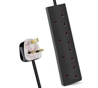 ExtraStar 4 Way Extension Leads 1M Black 13A ExtraStar Black