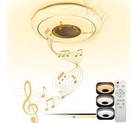EXTRASTAR 48W Ceiling Light with Bluetooth Speaker and Remote Control, Colour Change 3000K-6500K, Adjustable Light for Bedroom Living Room
