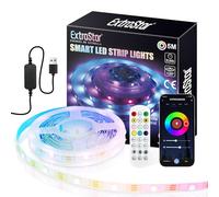 EXTRASTAR 5M LED Strip, Bedroom Led Lights with Bluetooth APP and Remote Control, Sync-to-Music, Timing Mode, DIY Led Strips for Room Games Room Party Festival Decoration