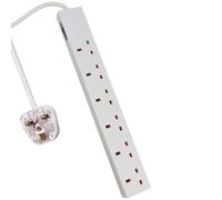 ExtraStar 6 Gang Extension Leads 13A, 2M, White, with Switch, Child-Resistant Sockets in White ExtraStar White