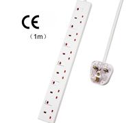 ExtraStar 6 Way Socket 13A, 1M, with Indicator Light, Individual Switches, Surge Protection in White ExtraStar White