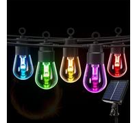 ExtraStar 6M LED Outdoor Smart Garden Solar String Lights Festoon Lights with 15 Bulbs RGB Remote Control/APP Control ExtraStar Multicolor