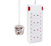 ExtraStar 8 Way Extension Lead 13A Fused Power Strips UK Plug with Indicator Light (5M, White)