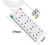 EXTRASTAR 8 Way Extension Leads with Surge Protection, 13A 3120W Approved British UK Wall Mounted Power Strips with 5 Metre Extension Cord