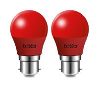 EXTRASTAR B22 LED Light Bulb Red, 4W Bayonet Cap G45 Bulb, 180° Beam Angle Lightbulbs for Christmas Holiday Party, Non-Dimmable, Pack of 2