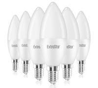 EXTRASTAR E14 LED Candle Light Bulbs, 6W SES Warm White 3000K Energy Saving Bulb, 42W Equivalent, Small Edison Screw C37 Light Bulb, 510LM, Non-Dimmable, Pack of 6