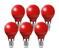 EXTRASTAR E14 LED Light Bulb Red, 4W Small Edison Screw G45 Bulb, 180° Beam Angle Lightbulbs for Christmas Holiday Party, Non-Dimmable, Pack of 6