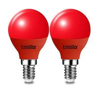 EXTRASTAR E14 LED Light Bulb Red, 4W Small Edison Screw G45 Bulb, 180° Beam Angle Lightbulbs for Christmas Holiday Party, Non-Dimmable, Pack of 2