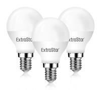 EXTRASTAR E14 LED SES Golf Ball Bulbs, 6W Small Edison Screw G45 Bulb, Cool White 6500K Daylight Energy Saving Light Bulb, 42W Equivalent, 510LM, Non-Dimmable, Pack of 3